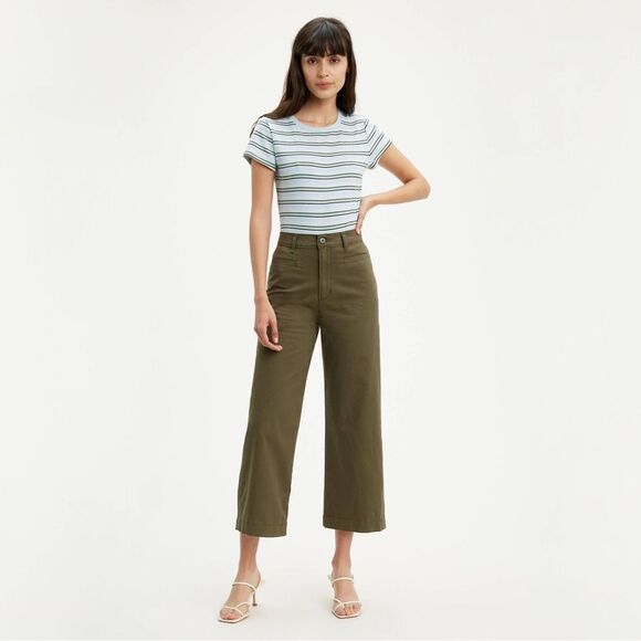 Levi's® Ribcage Wide Leg Crop in Forest Green Size 25 - Picture 1 of 10